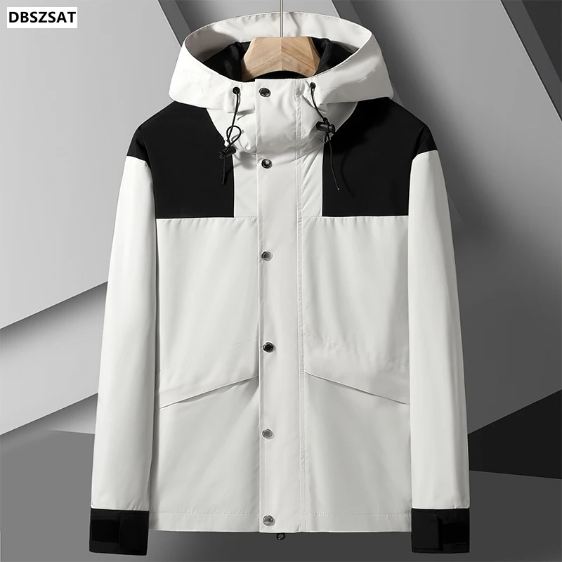 

2023 Spring Men Windbreaker Military Windproof Jacket Coat Men's Autumn Waterproof Outdoor Casual Loose Hoodie Coat