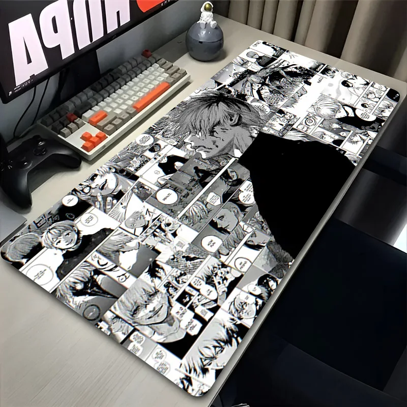 Japan Anime Tokyo Ghoul Mouse Pad Black and White Kaneki Ken Desk Mat Gaming Accessories Laptop Pads Gamer Extended Table Carpet