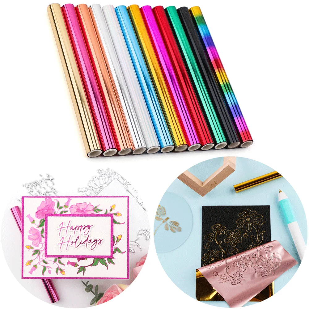 

12pcs/pack 15cm x 1.3m Colorful Hot Foil Rolls Heat Activated Foil Thermal Foils For Adding Stunning Foiled Elements To Card DIY
