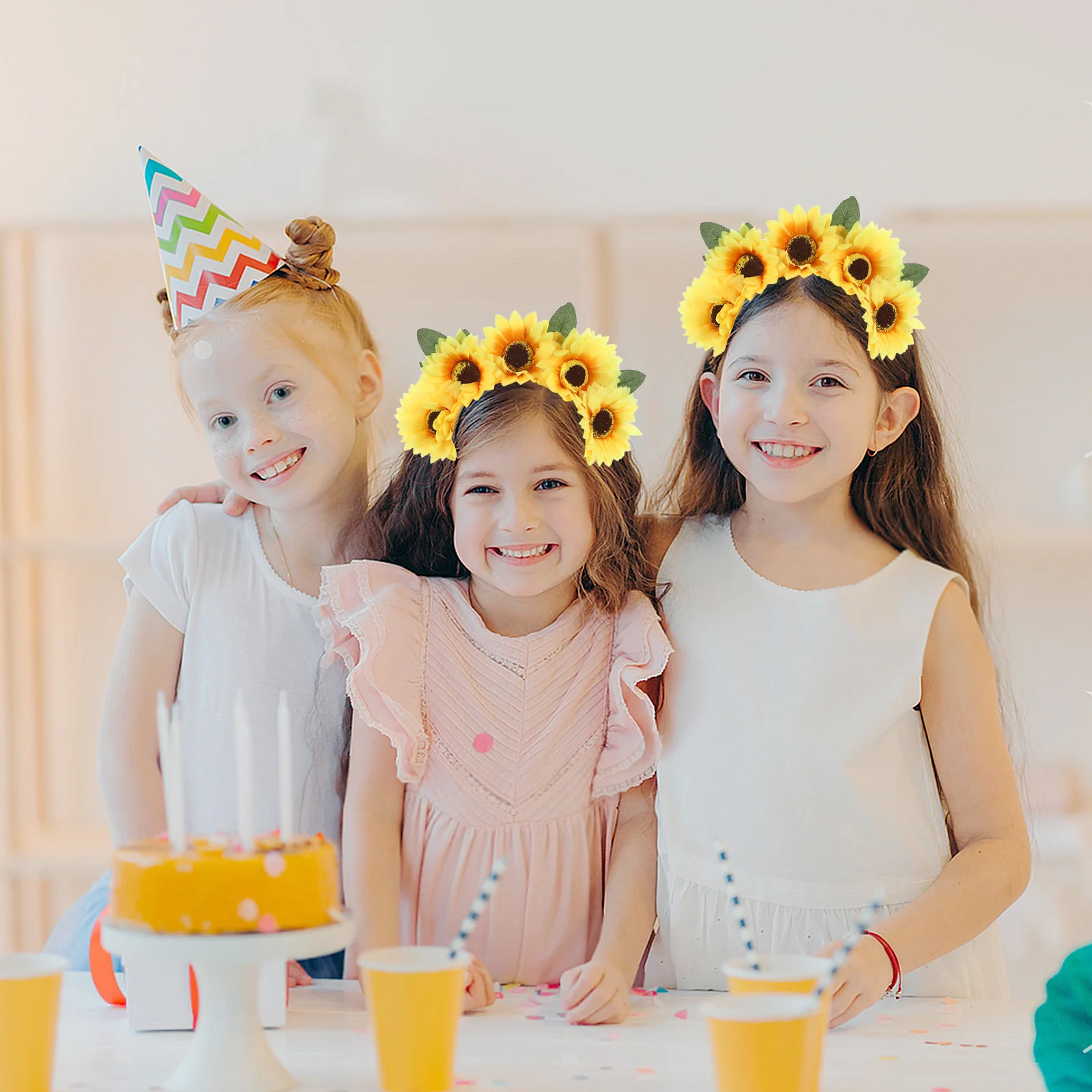 

2Pcs Artificial Sunflower Headband Yellow Flower Hairband Boho Party Hair Accessory Summer Festival Photo Prop for Women Teens
