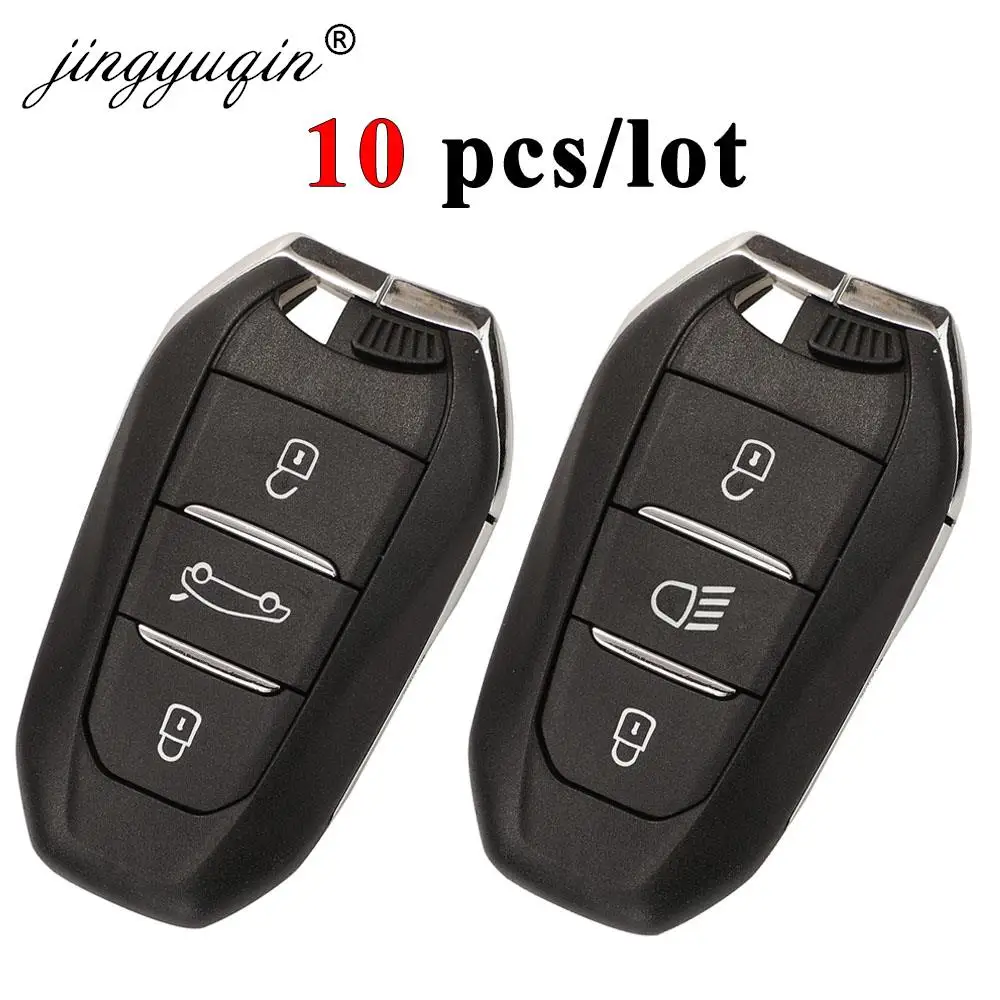 

jinyuqin 10pcs Car Remote Smart key Shell for Peugeot 308 408 508 2008 3008 4008 5008 Citroen C4 C4L C6 C3-XR DS Replacement Fob