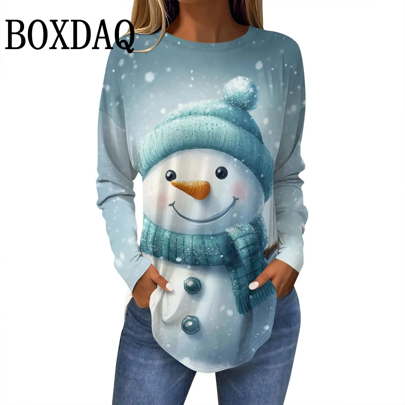 Tee Shirts For Women Fall Casual Long Sleeve Shirts Winter 2024 Retro Printing Christmas Party Top Pulloverropa de mujer ofertas