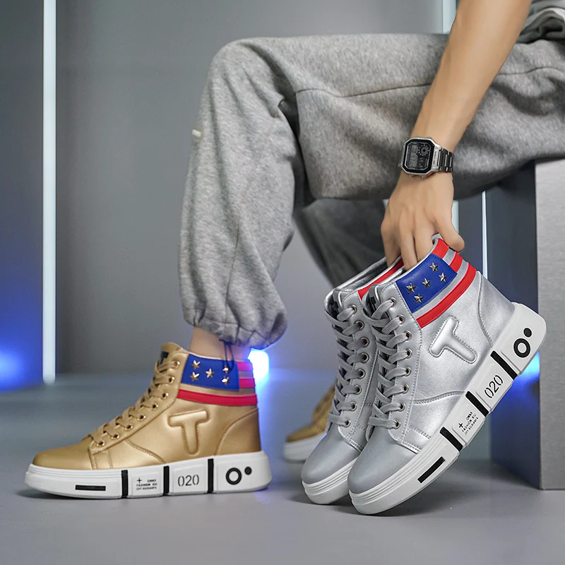 Sneakers alla moda da uomo alla moda comode scarpe da ginnastica Casual in oro di lusso con suola spessa di alta qualità di alta qualità 2024