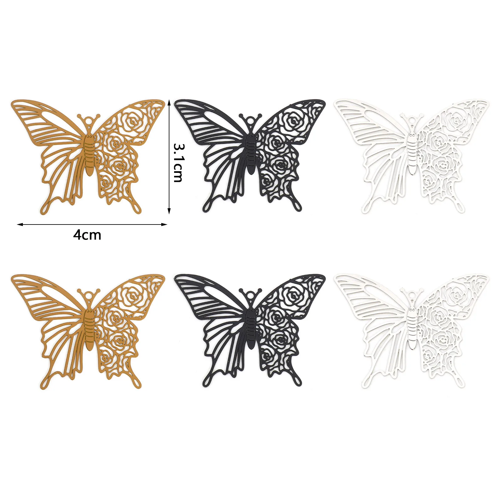 Iron Based Alloy Hollow Butterfly Flower Pendants Filigree Stamping Charms Necklace Earring Jewelry Making Findings 4x3.1cm,10PC