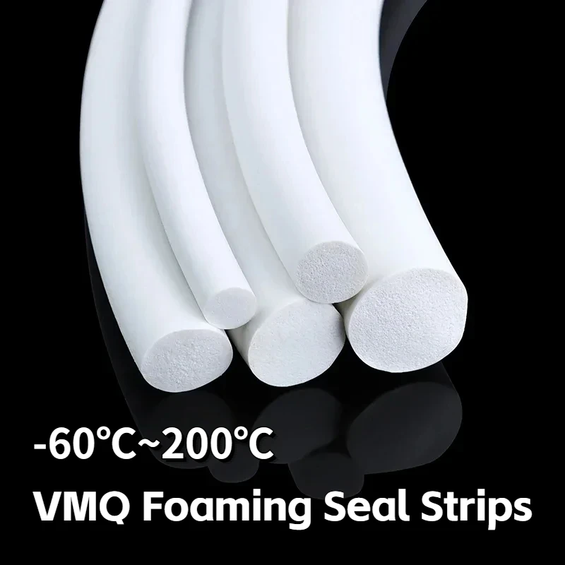 

1/2/5m Silicone Rubber Foamed Strip Round Diameter 1mm~25mm White Sponge Backer Rod Seal Strips VMQ Foaming Cord White