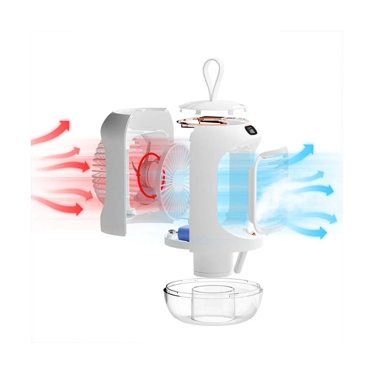 Electric Fan Rechargeable Portable Desktop Silent USB Cooling Mini Portable Fan Air Conditioners Home Humidifier,White-A59E