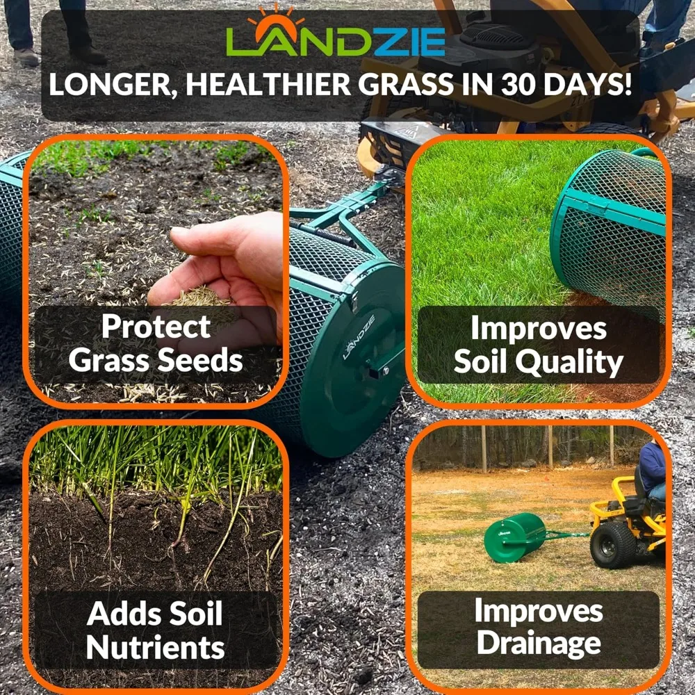 أفضل موزعات للحديقة والحديقة - سلة شبكية معدنية شديدة التحمل مقاس 44 بوصة تعمل بالضغط/السحب - سماد، طحلب الخث، أعلى #3