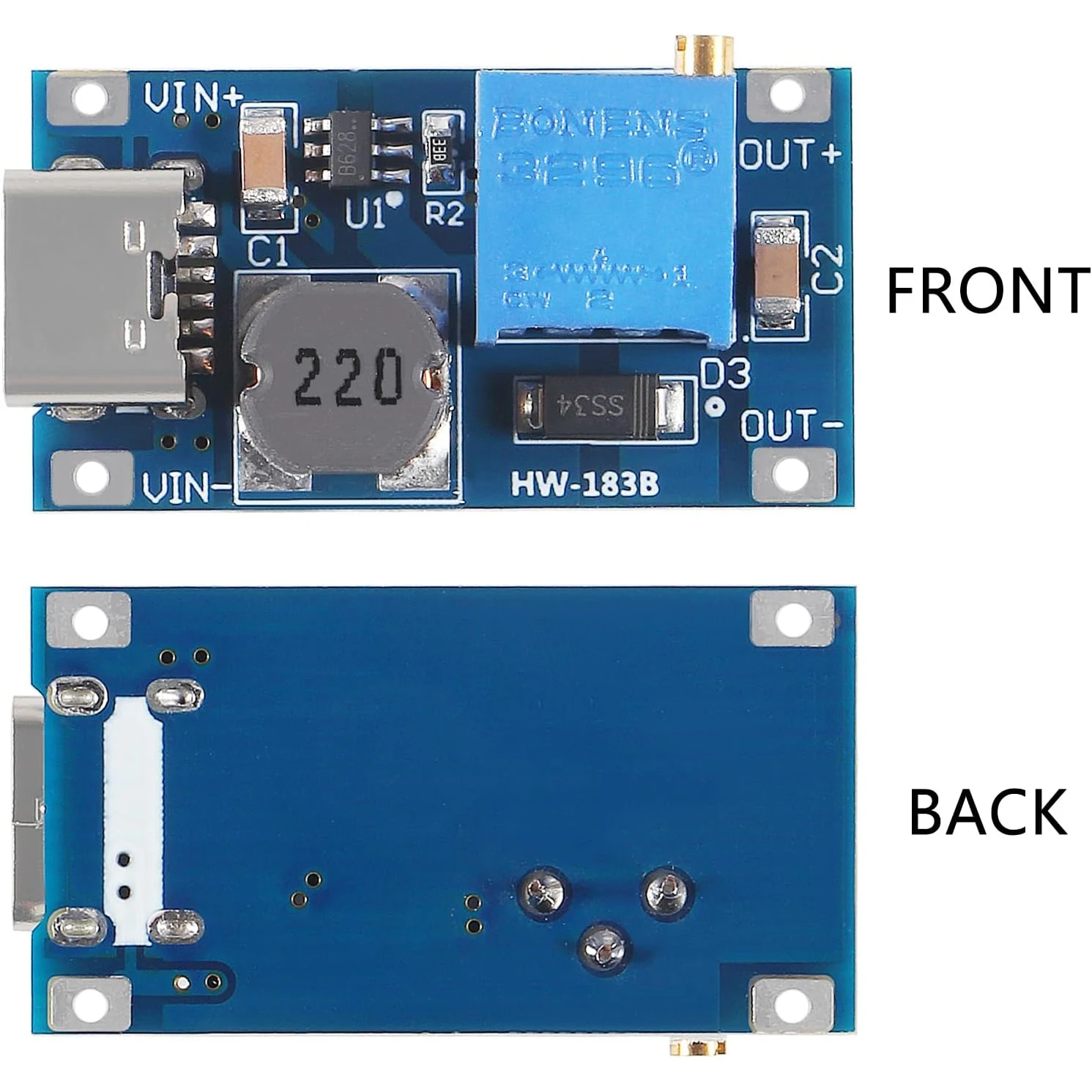 5/10/15pcs Type-C MT3608 DC-DC Boost Converter 2A Adjustable Module Voltage Regulator Board Input Voltage 2 Volt-24 Volt to 5 V