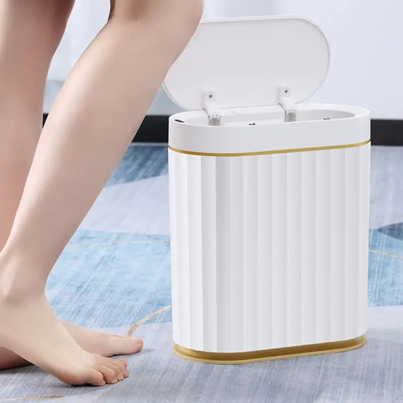 

7L Automatic Sensor Trash Can Fashionable Roman Striped Bathroom Toilet Smart Trash Can Kitchen Induction Garbage Bin Dustbin