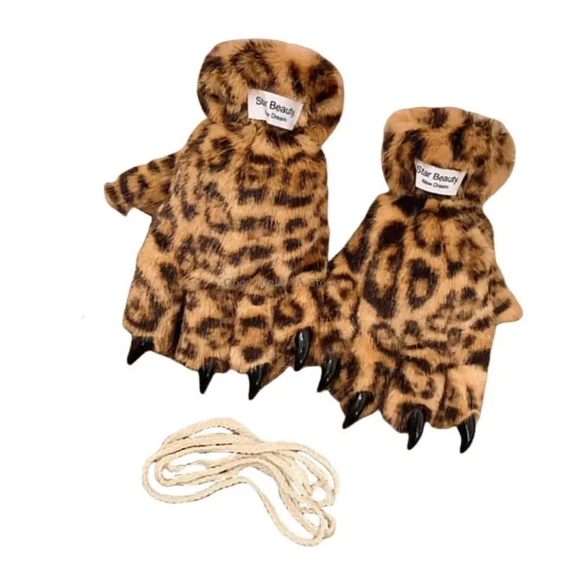 

Плюшевые перчатки с животным принтом, аниме, лапы, пушистые, теплые, ручная одежда, костюм для косплея, ручная одежда на одежда