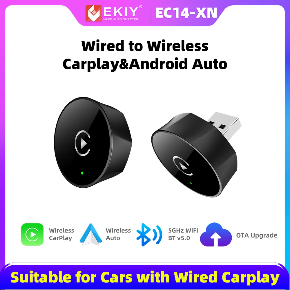 

EKIY Car Ai Box Беспроводной адаптер Carplay Mini Ai Box Адаптер 2 в 1 Беспроводной Carplay Android Auto Plug and Play Автомобильный ключ