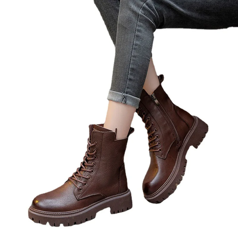 2022 Boots Women Shoes for Winter Boots Fashion Shoes Woman Casual Autumn Leather Botas Mujer Female Ankle Boots Women