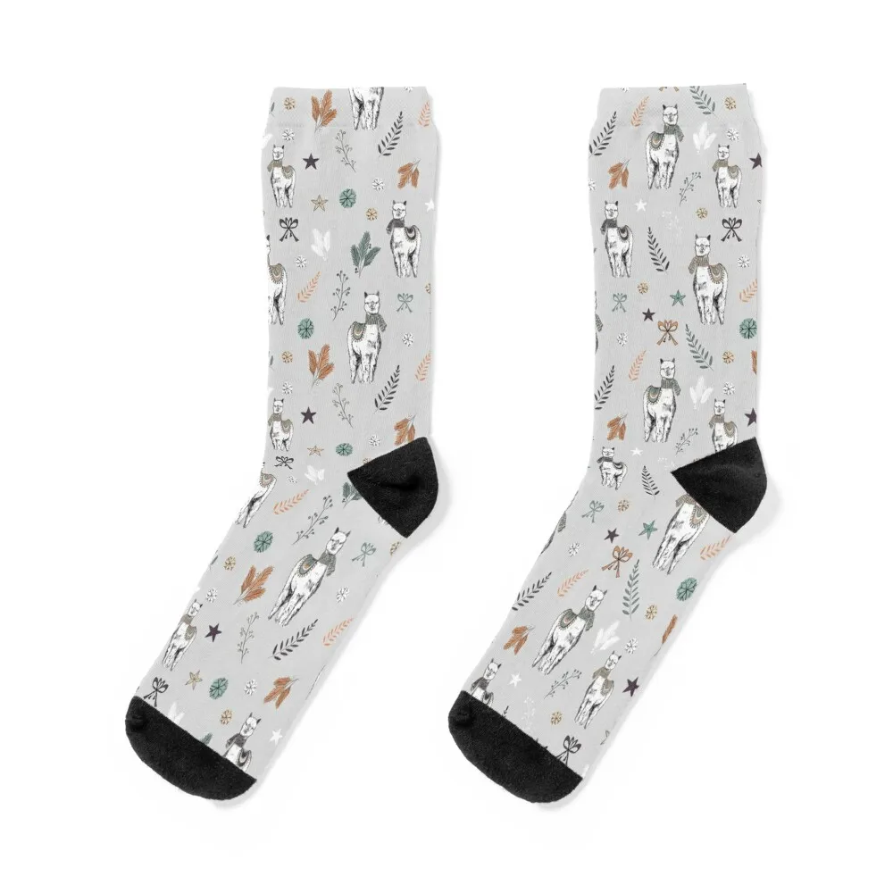 Holiday Alpaca Pattern Socks Run kawaii Socks For Man Women's