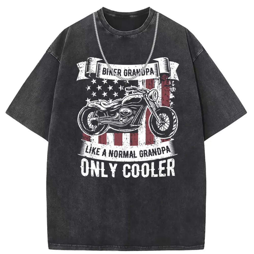 Motorbike Tshirt Washed New Coming Printed Long Sleeve Men Sweatshirts Vintage Drop Shoulder Printed Tee Shirt for Men