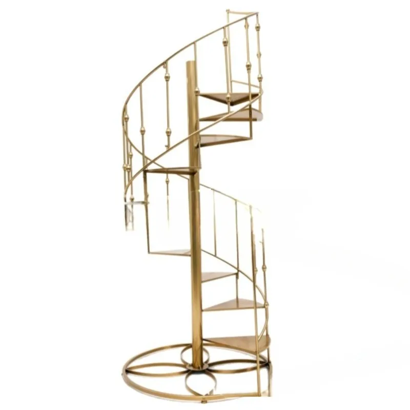 Garden landscape Outdoor Internet celebrity clock in wedding props Wrought iron spiral staircase wedding ladder