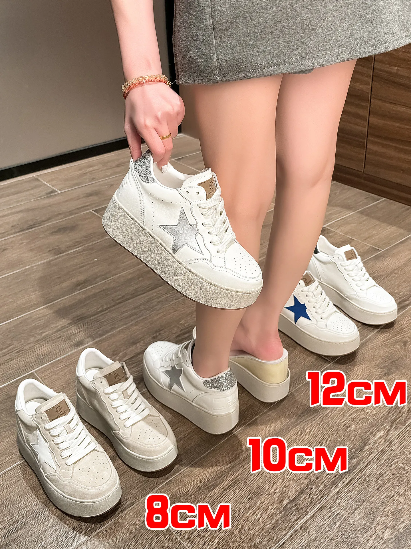 

8-12cm Increasing Shoes Women's Elevator Shoes Fashion Sneakers Platform Casual Shoes Inner Heel Genuine Leather Sport Shoes