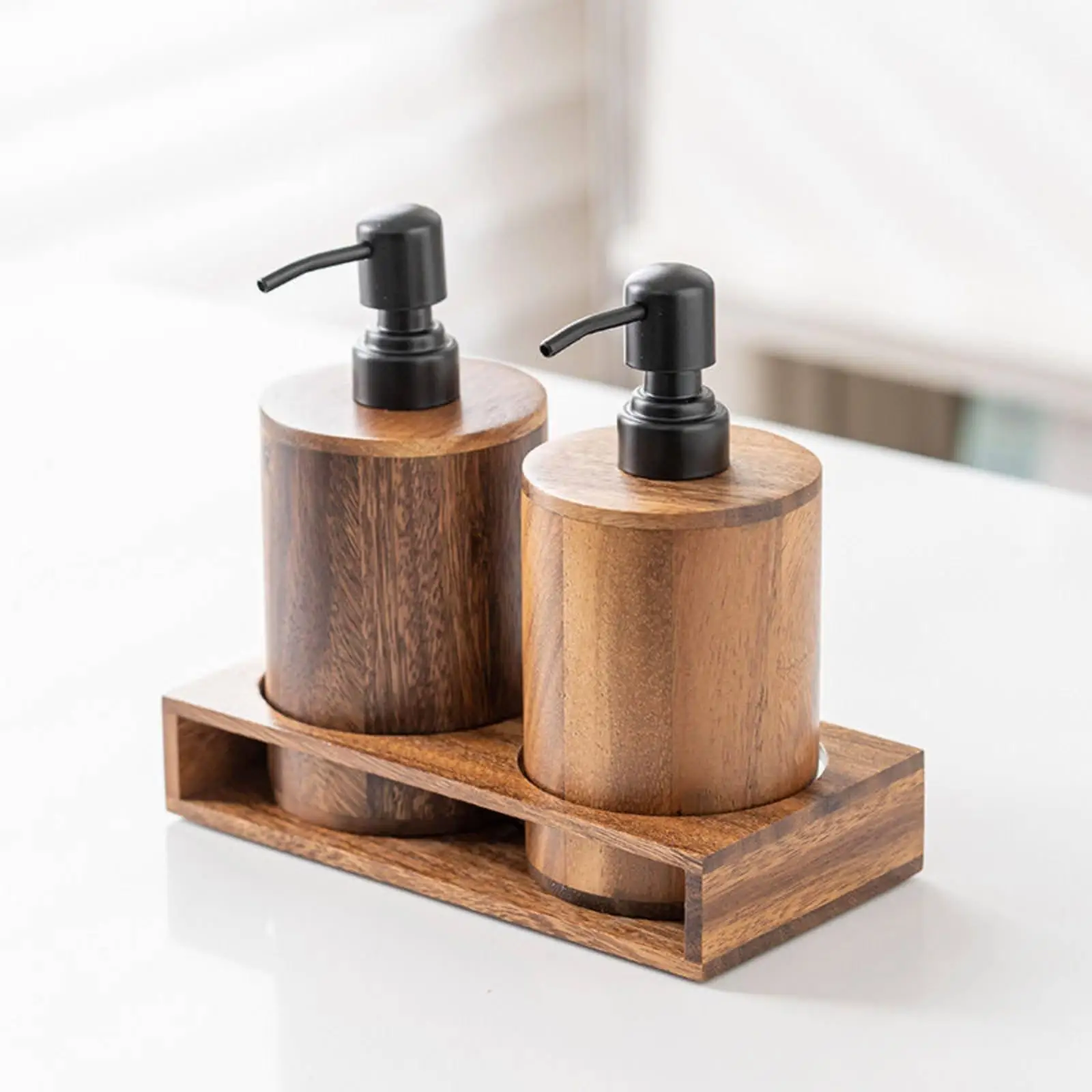 Walnut wood soap pump, rustic design, walnut wood pump bottle with