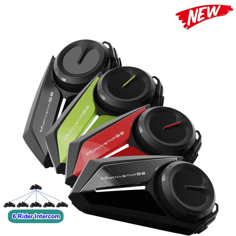 S8 Intercom Bluetooth For Motorcycle Helmet Headset FM Music Sharing Helmet Communicator Up to 6 Rider