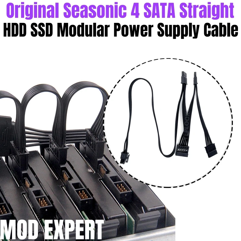 

Original Seasonic 4 SATA Straight HDD SSD Power Cable for Seasonic PRIME 1300W 1000W 850W 750W 650W GX 80+ GOLD Modular Power