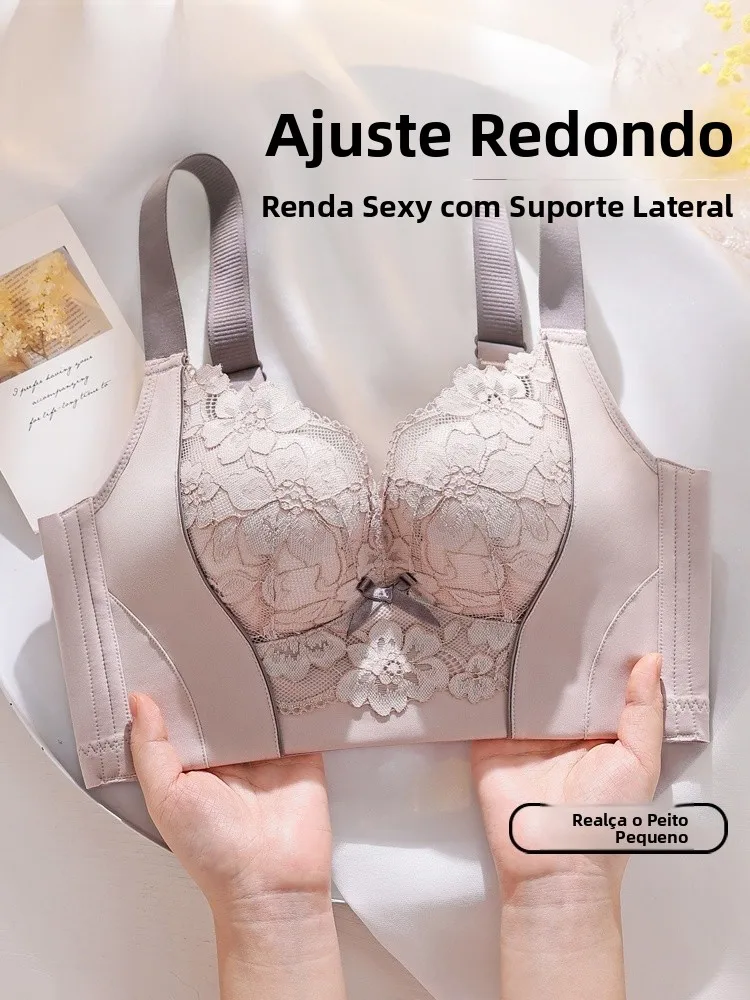 tingmei-adjustment-type-women's-underwear-gather-small-breasts-appear-large-anti-sagging-lace-no-steel-ring-shaping-bra