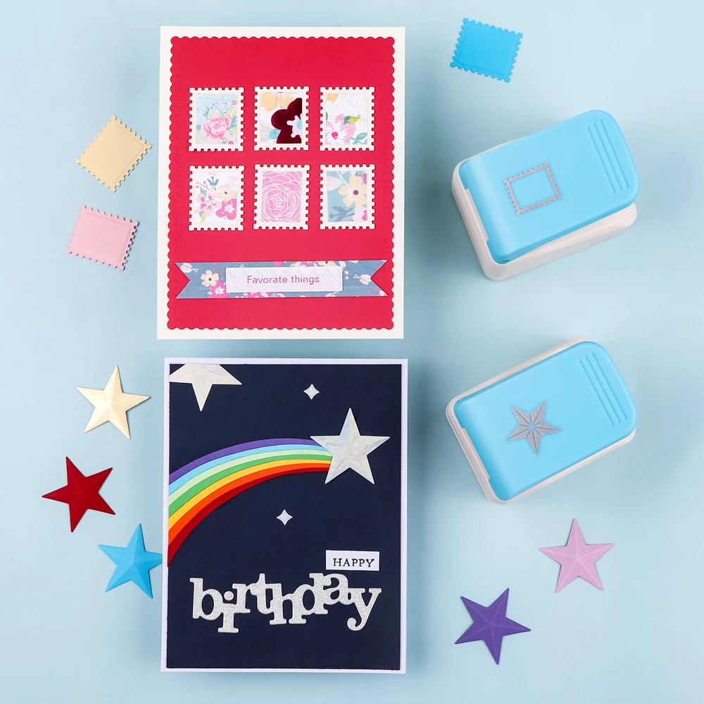 

1pc 3D Embossing Punch Star/Postage Stamp Shape Punches Score Tools for DIY Scrapbooking Paper Card Envelope Album Decor Craft