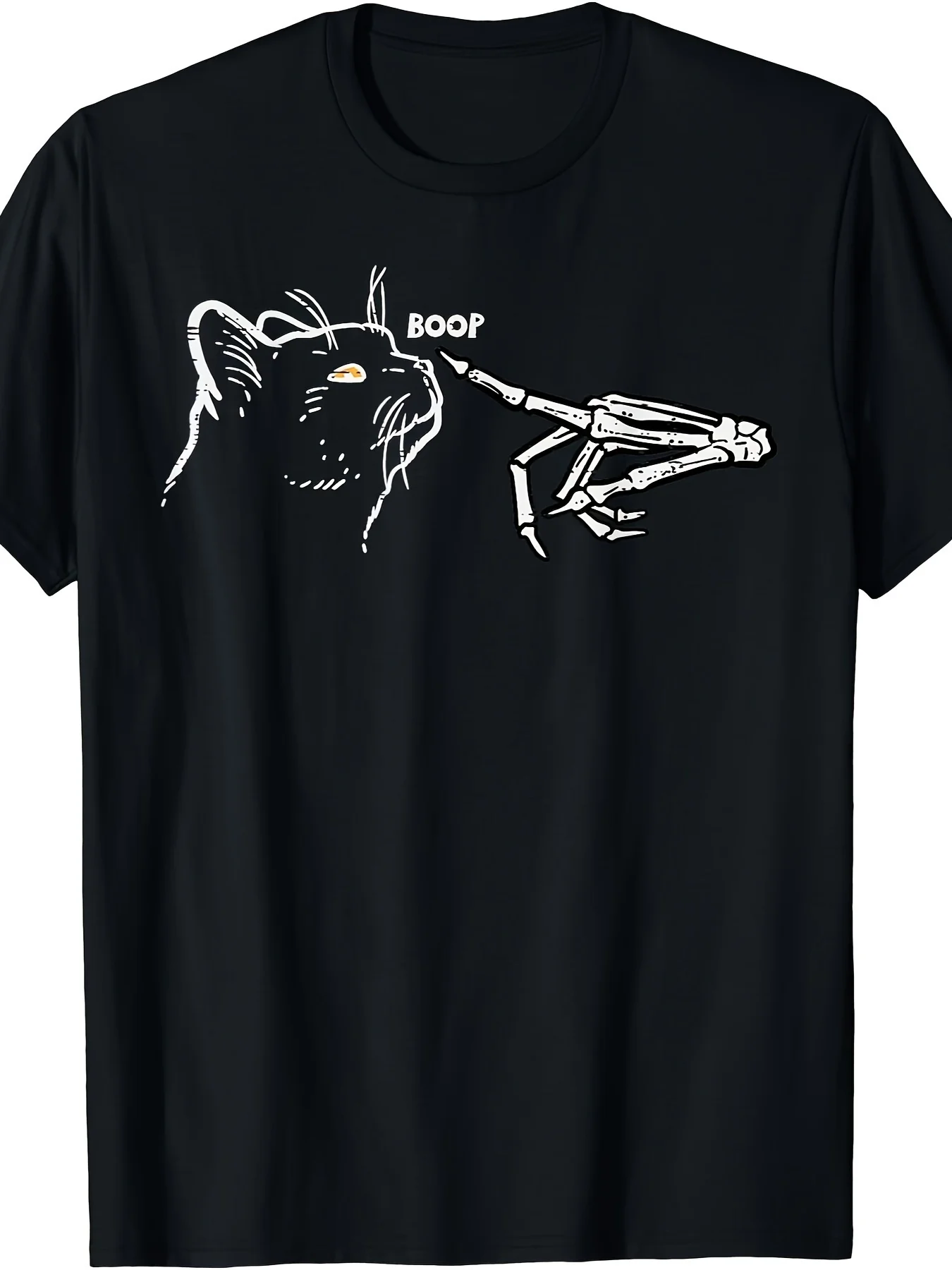 Men's Black Skull Hand Pattern Cotton-ShirtCasual Summer Round Neck Short Sleeve Suitable Vacation Wear Print Design Comfortable