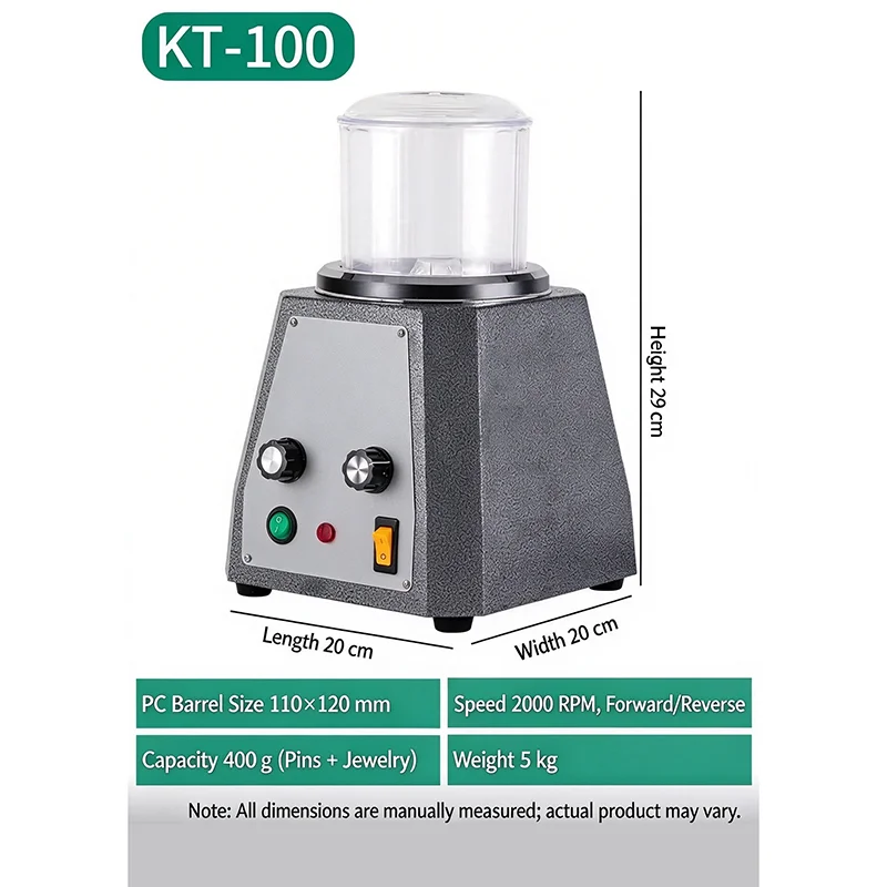 KT90 KT100 Magnetic Tumbler Jewelry Polisher Gold Silver Copper Stainless Steel Aluminum Alloy Deburring Rust Removal - view 3
