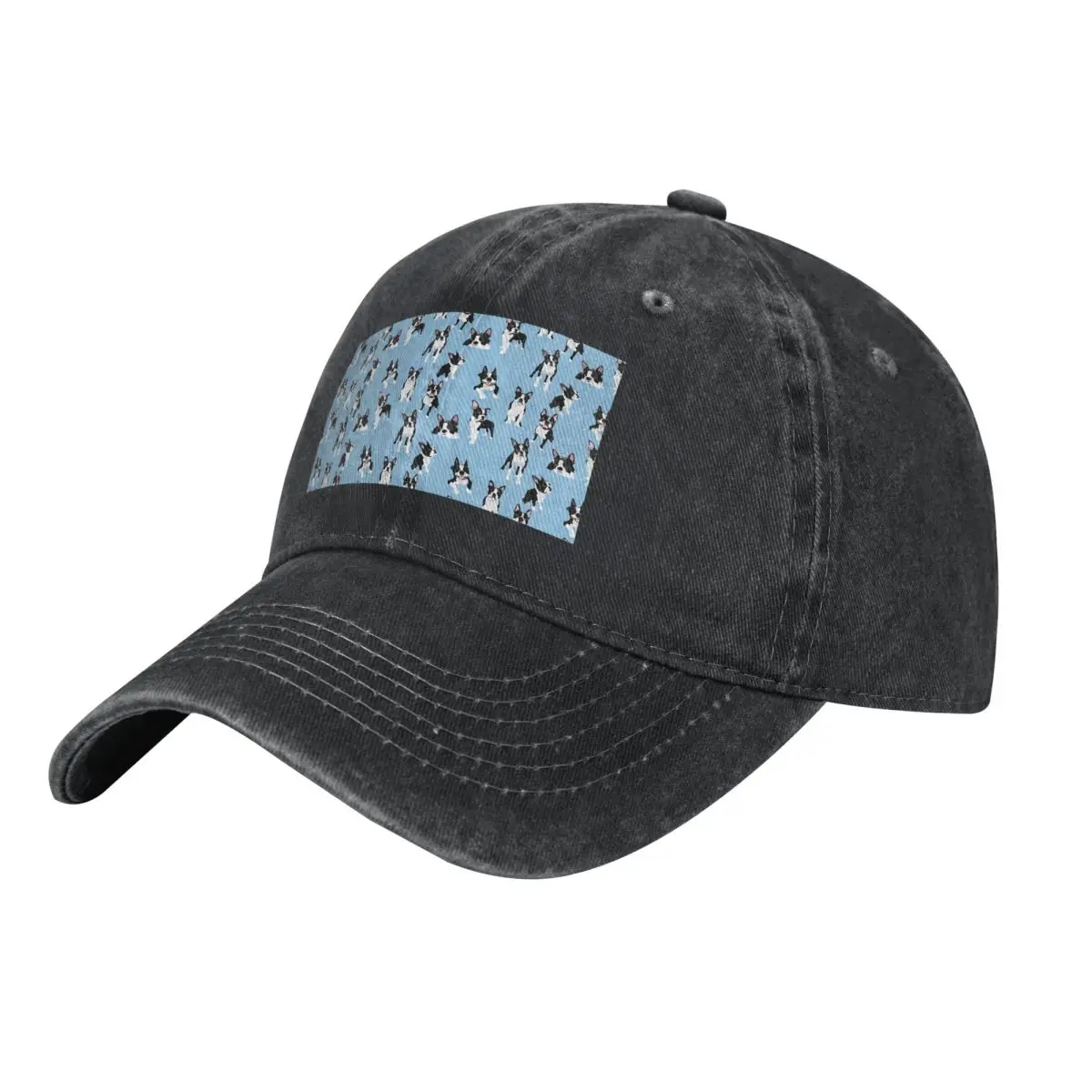 Boston Terrier Cute Dog Baseball Caps Snapback Washed Denim HatsOutdoor ports Baseball Cowboy Hat for Men Women
