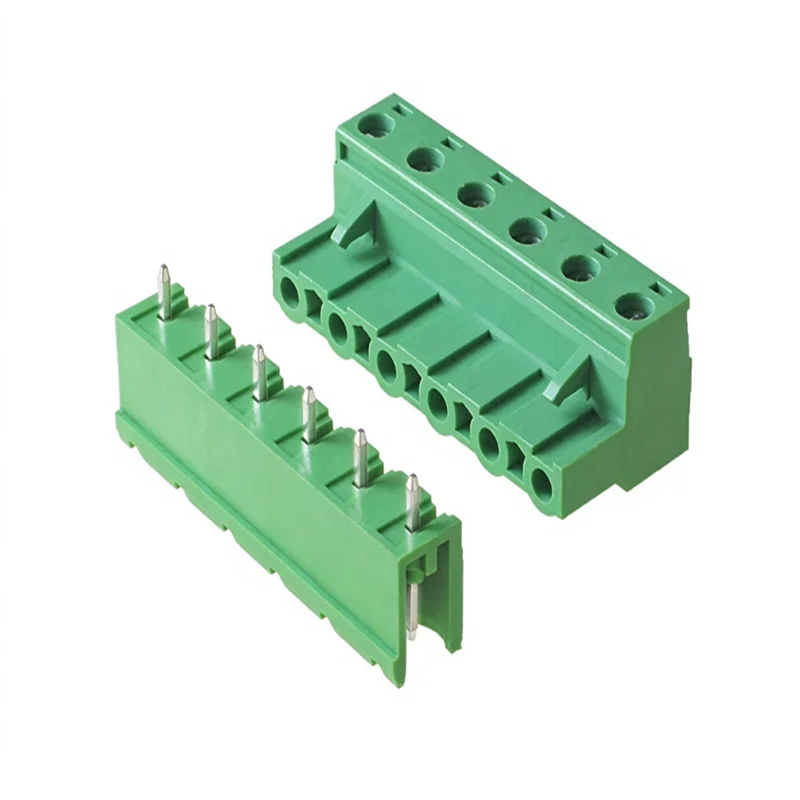5Sets 7.62MM Terminal Block 2/3/4/5/6/7/8P 2EDG-7.62 Male/Female Straight Curved Needle Socket PCB Wire Connector