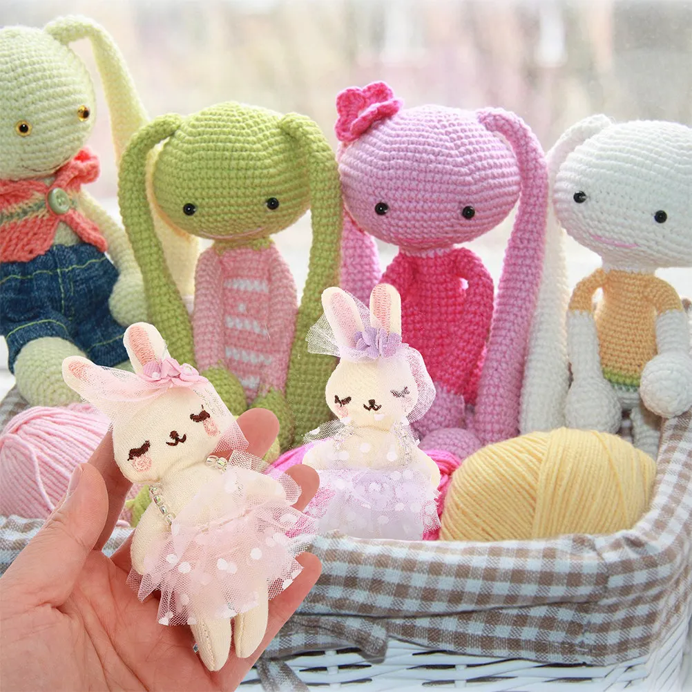 

12Pcs Adorable Crocheted Bunny Stuffed Animals Soft Touch Premium Craftsmanship Multi-Color Decorative Room Accent Cute Bunny