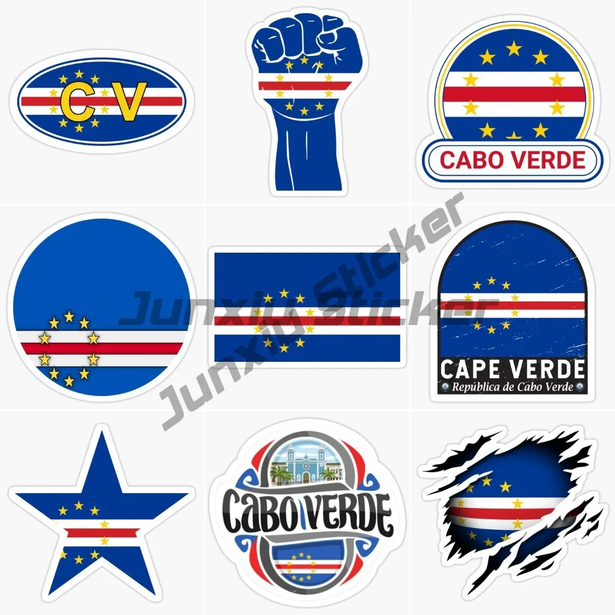 

Cape Verde National Flag, Emblem, Car Sticker, High-quality Vinyl Waterproof Sticker, Self-adhesive Material Sticker