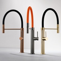 Grey Pull-Down Kitchen Faucet Copper Sink Faucet 360 Degree Sink Faucet Rotating Brushed Gold Sink Faucet Hot And Cold Faucet