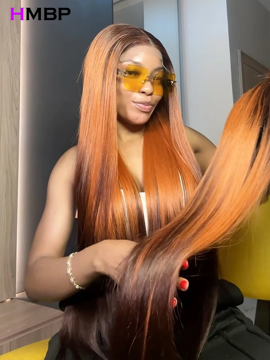 Highlights Long Straight 13x6 HD Transparent Lace Frontal Wigs Human Hair Ginger Bone Straight 13x4 Lace Frontal Wig Human Hair - Image 3