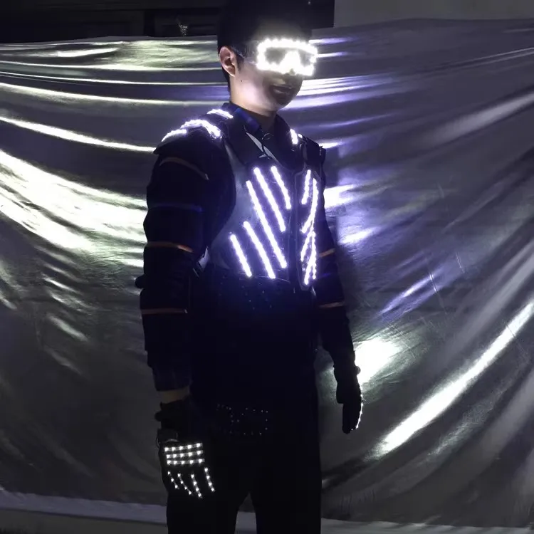 Vêtements de danse Tron LED personnalisés pour hommes, manches longues, publicité personnalisée, grande fleur A1730, 144 bleu, gris, blanc, ciel, bleu, nouveau, 2024