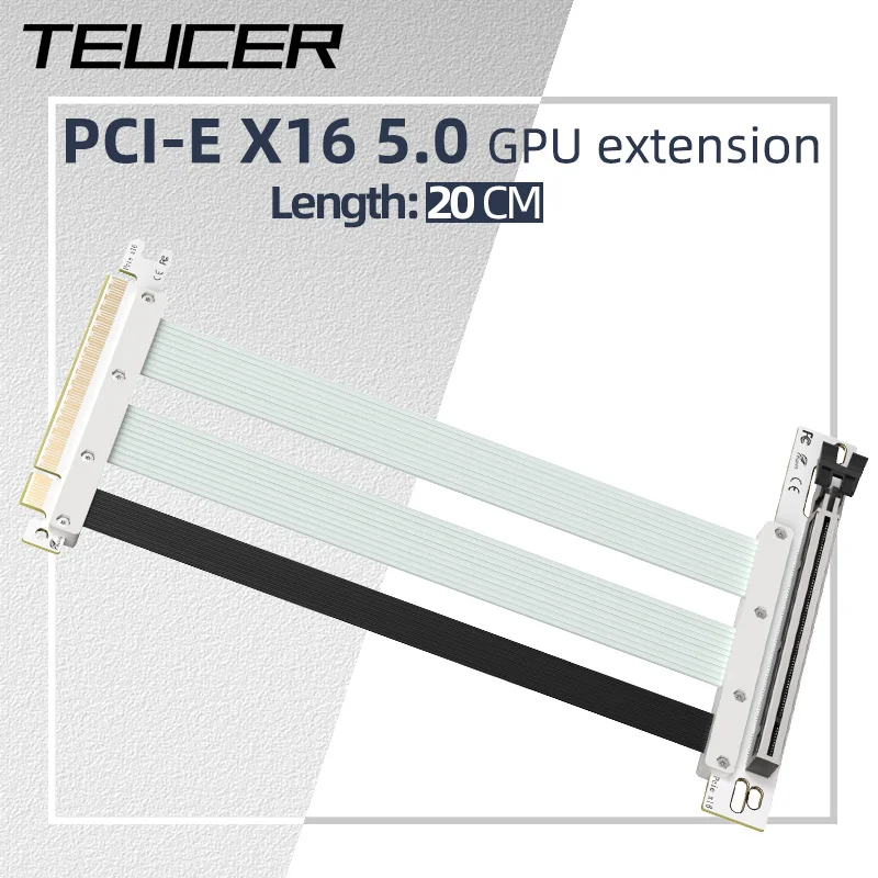 Teucer Graphics Card PCIE 5.0 X16 GPU Right Angle Extension Cable Gen 5 128GB/s Speed Compatible with PCIe 4.0 designed for ITX