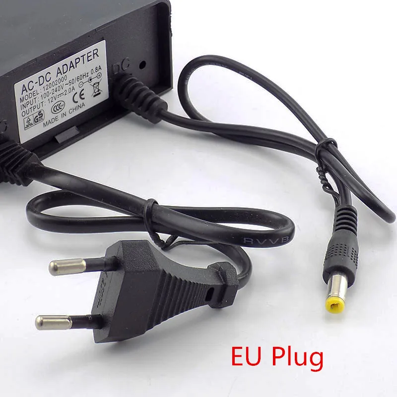 CCTV Camera Adaptador de Alimentação, Outdoor Carregador Adaptador impermeável, UE, EUA Plug para câmera de vídeo CCTV, AC DC, 12V, 2A, 2000ma