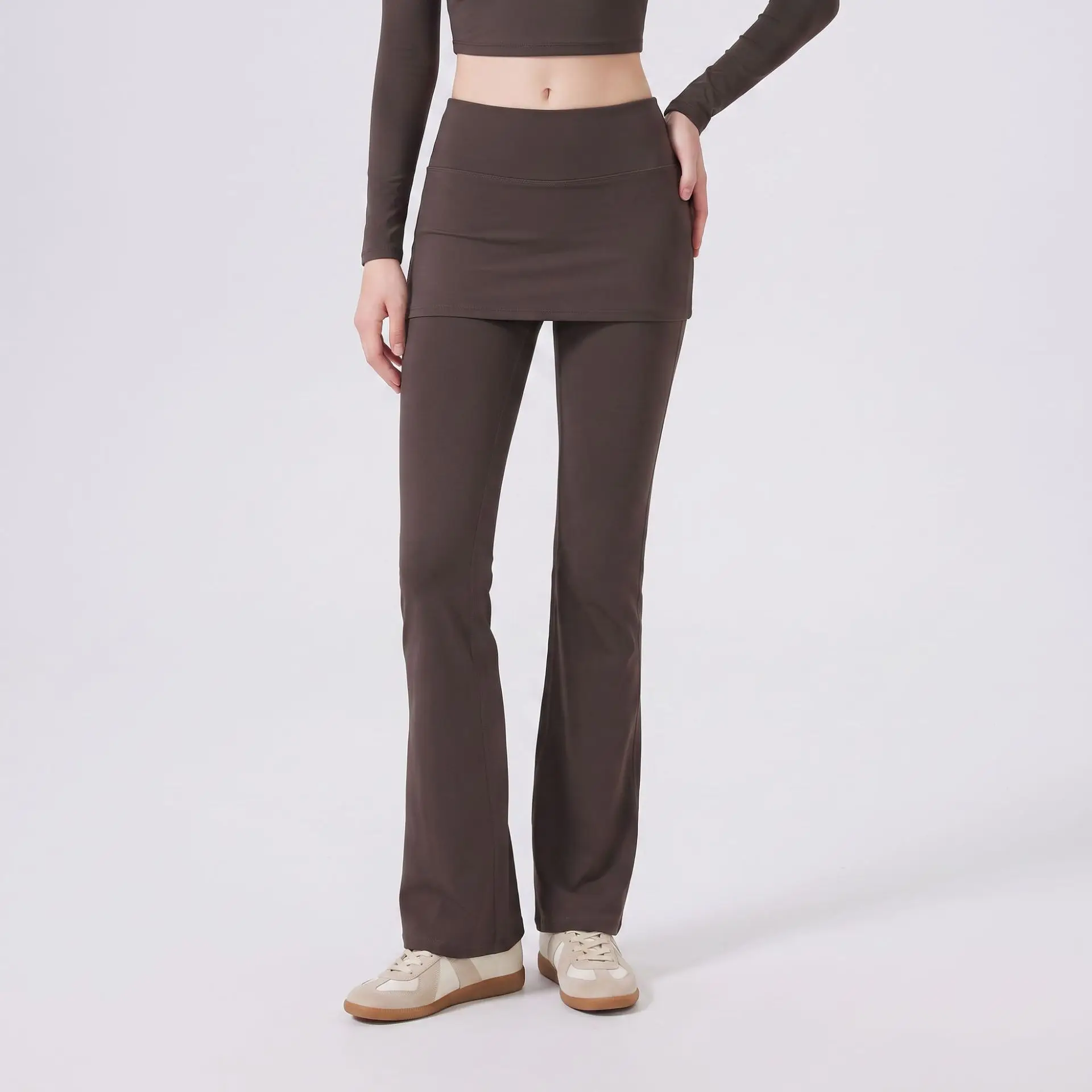 High Waist Fake Two-piece Micro-pull Yoga Trousers Women's Running Fitness Training Pilates Sweatpants Slim Elastic Pants