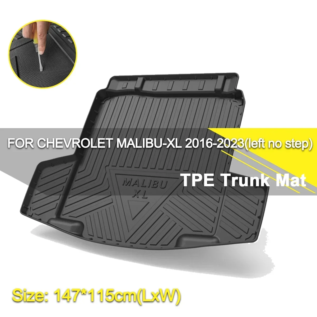 

Car Rear Trunk Cover Mat Waterproof Non-Slip Rubber TPE Cargo Liner Accessories For Chevrolet MALIBU-XL 2016-2023(left no step)