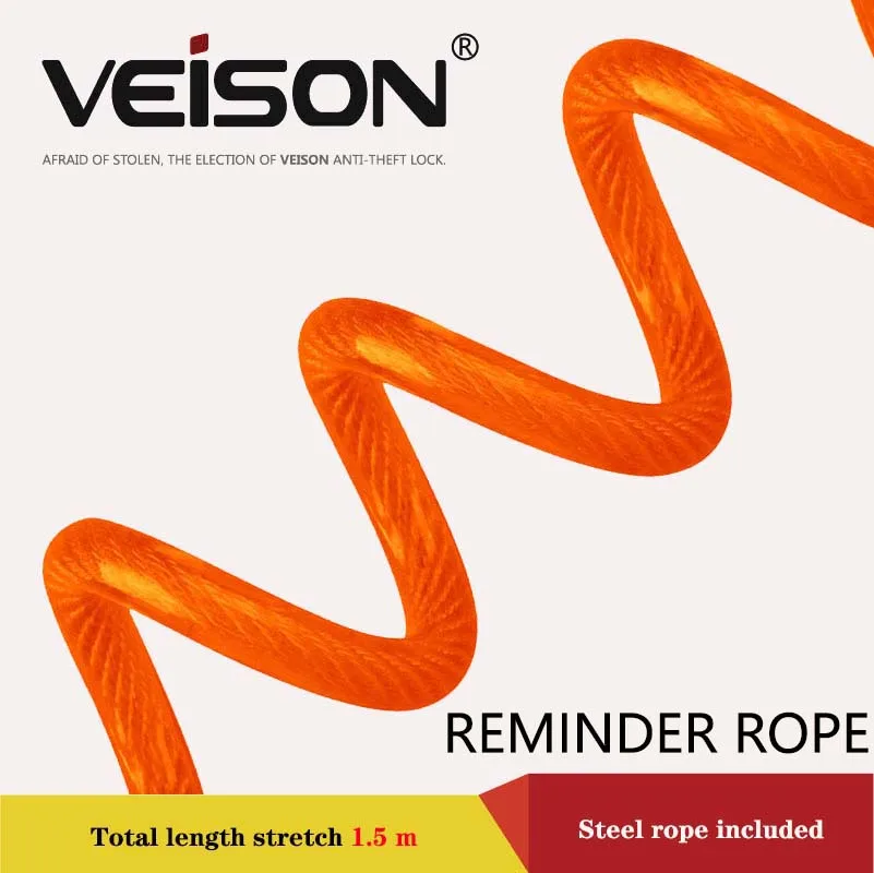 Veison 150CM Motorcycle Brake Disc Lock Scooter Reminder Cable Bicycle Spring Rope Anti-Theft Steel Cable Protection Alarm Locks