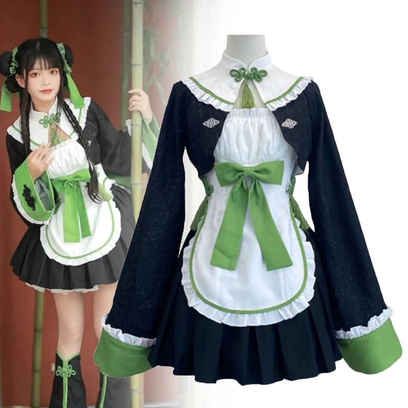 Anime Chinese Style Lolita Cosplay Costume Women Dress Maid Uniform Halloween Carnival Clothes