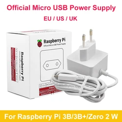 Raspberry Pi-fuente de alimentación Micro USB oficial, cargador de 5,1 V, 2.5A, adaptador de enchufe de 12,5 W para Raspberry Pi 3 Modelo B + 3B 2B Zero 2 W