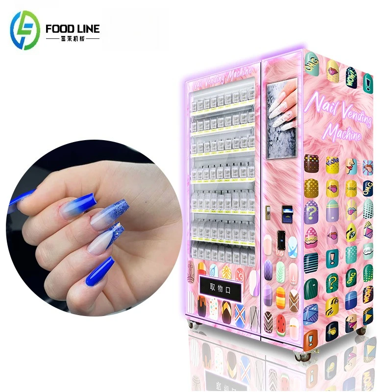 24 Hours Beauty Pink Automatic Nail Vending Machine Technology Manufacture Coin QR Code Token Payment