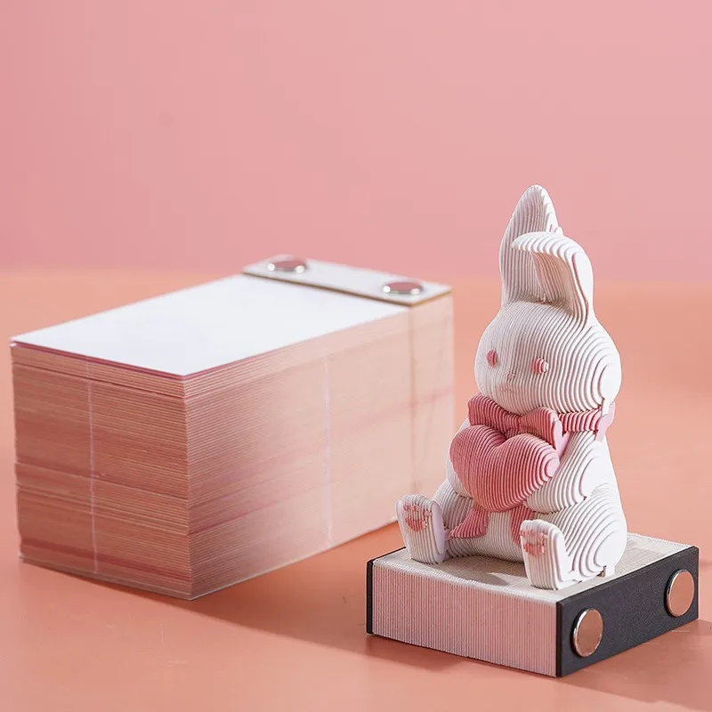 

Omoshiroi Block 3D Notepad Cute Bunny notes Three- Dimensional Rabbit Memo Pad Paper Notes Kawaii Desk Accessories BirthdayGift