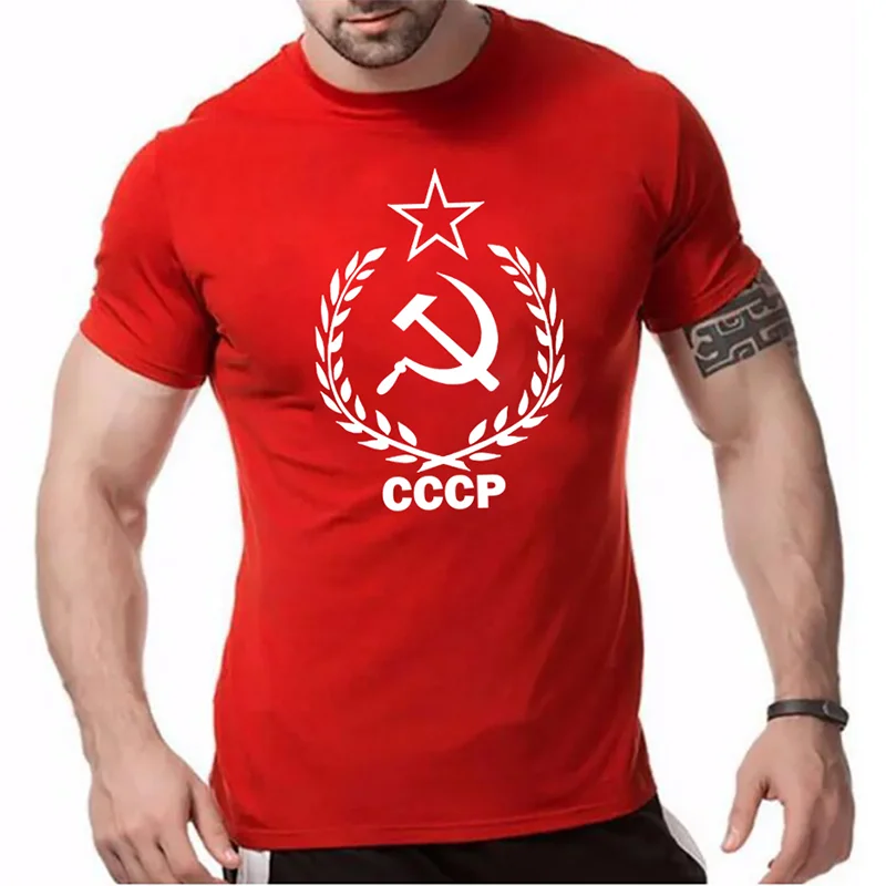 Fashion CCCP USSR T-Shirt Men Communist Soviet Russian Red Army Stalin Printed Clothing Short Sleeve Shirts Streetwear Tops Tees