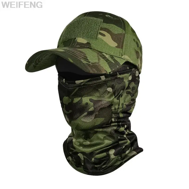 Tactical Balaclava Baseball Caps Full Face Mask Set Men Summer Snapback Sun Hat Outdoor Hunting Camouflage Balaclava