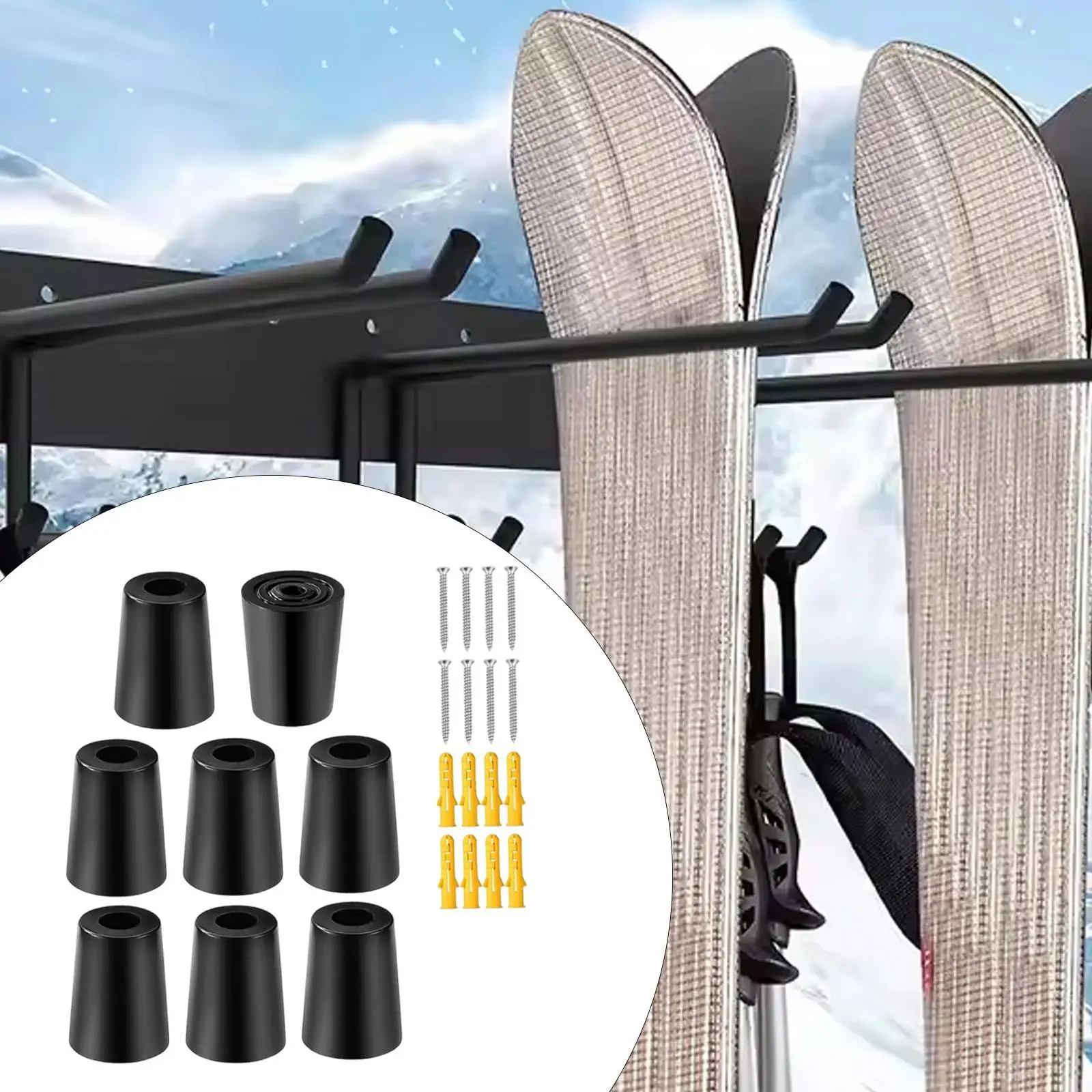 Ski Wall Mount Skateboard Wall Display Support with Screws and Expansion Anchors