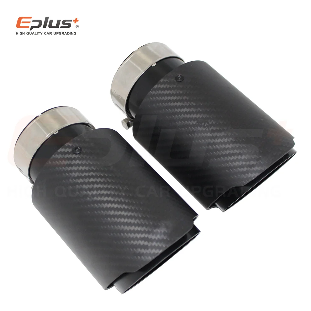 Car Carbon Fibre Matte Exhaust System Muffler Pipe Tip Straight Universal Black Stainless Mufflers Decorations For Akrapovic