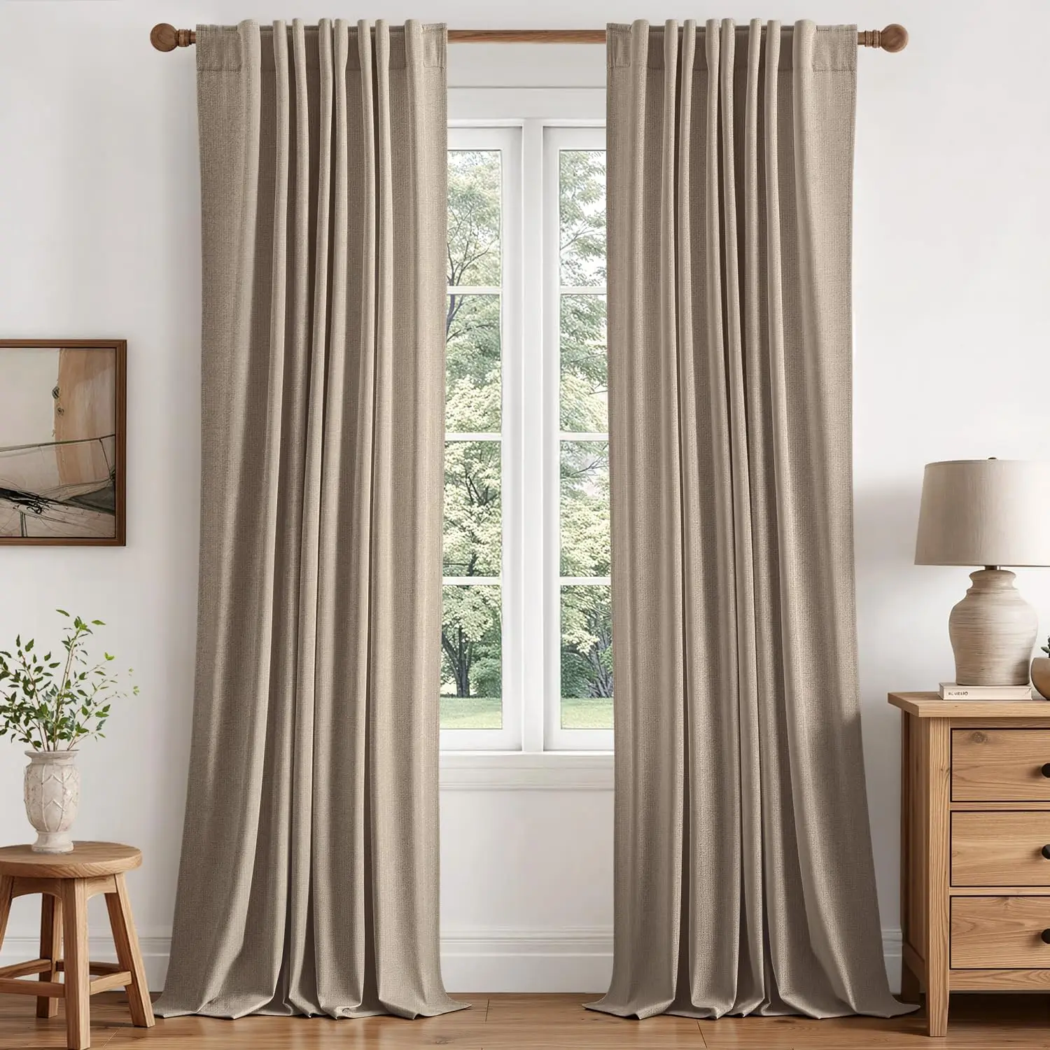 

Blackout Curtains 90 Inch Long for Bedroom, Thermal Insulated Room Darkening Drapes for Living Room, Back Tab Rod Pocket, 2