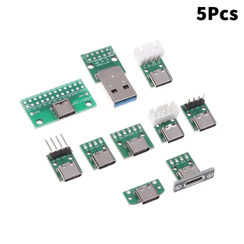 5Pcs USB Adapter Board TYPEC16P To 2.54 Pin Terminal Upgrade Version With Holes For Fixation
