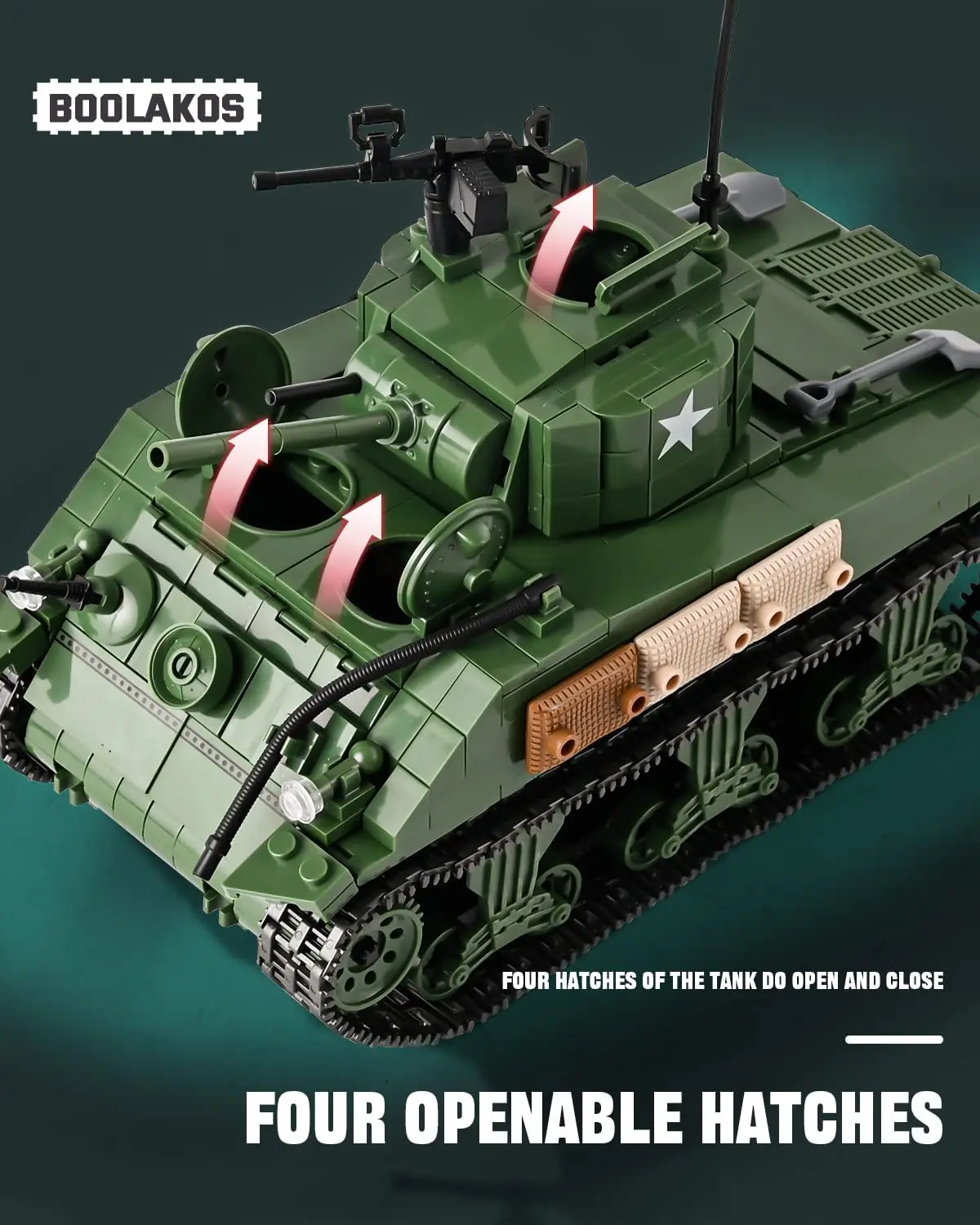 WW2 Sherman M4A1 Tank Building Block Military Medium Tank Army Model Kit Construction Set Toys Gifts for Teens and Adult 726PCS